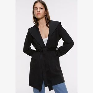 ZARA black faux suede hooded jacket